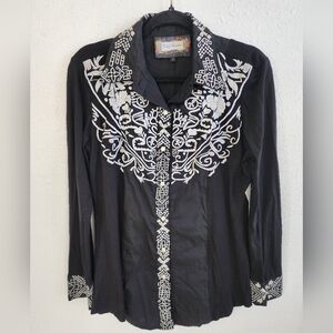 Black Shirt with White Embroidery